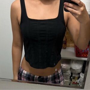 Forever 21 Black Fitted Cropped Corset Top
